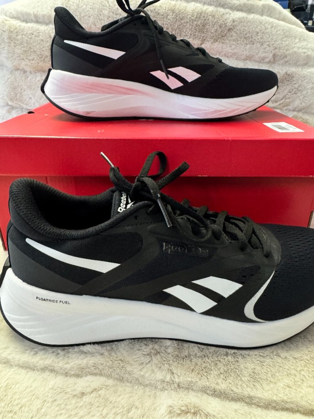 Black-and-white Reebok Energen Tech Plus 2 running shoe
